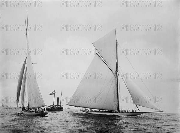 Defender, Valkyrie III, 1895 Sept 7, c1895. Creator: John S Johnston.