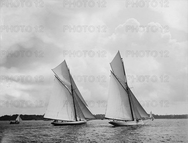 Mayflower and Galatea, the start, 1886 Sept 7. Creator: John S Johnston.