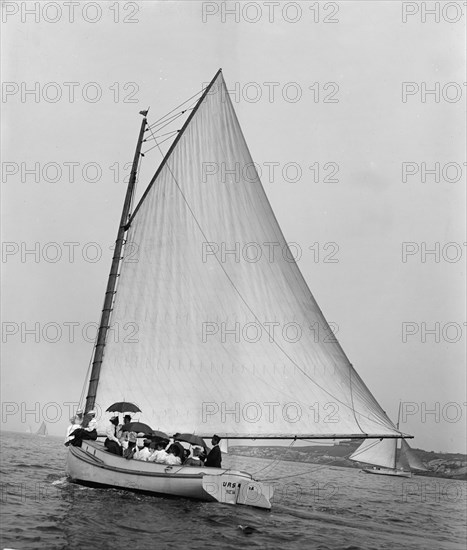 Ursula, a Newport catboat, 1895. Creator: John S Johnston.