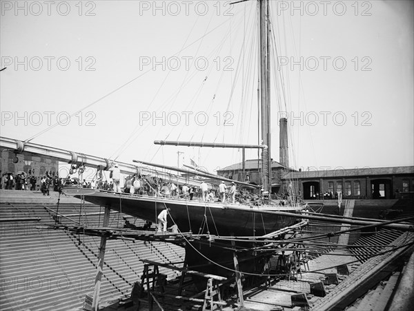 Valkyrie III in Erie Basin, 1895 Aug 24. Creator: John S Johnston.