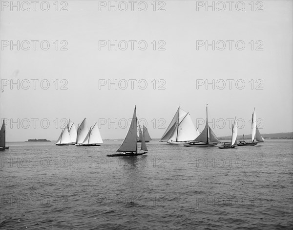 Start, Atlantic Yacht Club regatta, 1897 June 15. Creator: John S Johnston.