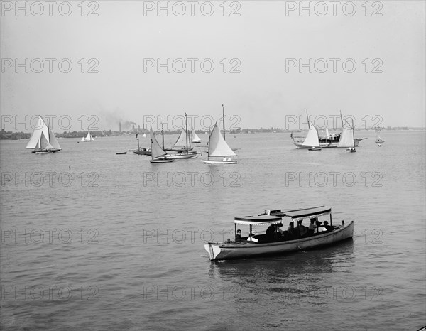 D.B.C.Y. [Detroit Boat Club yacht] regatta, part of the fleet, between 1900 and 1910. Creator: Unknown.