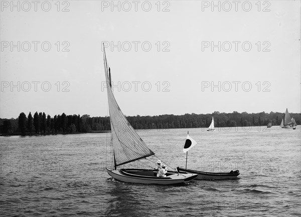 D.B.C.Y. [Detroit Boat Club yacht] regatta, # 18 turning water works stake first, c1900-1910. Creator: John S Johnston.