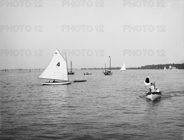 D.B.C.Y. [Detroit Boat Club yacht] regatta, # 19 first on 2nd turn, between 1900 and 1910. Creator: Unknown.