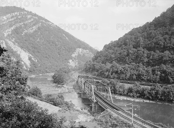 Iron Mountains & water gap near Clifton Forge, Clifton Forge, Va., between 1900 and 1910. Creator: Unknown.