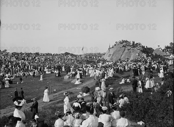 Unveiling tablet commemorating first settelment [sic] of Mass. Bay Colony, Stage Fort..., c1907. Creator: Unknown.