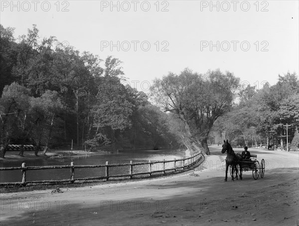 Wissahickon Creek and drive, Fairmount Park, Philadelphia, Pa., c1908. Creator: Unknown.