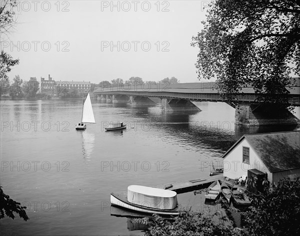 Old toll bridge and river, Springfield, Mass., between 1900 and 1910. Creator: Unknown.