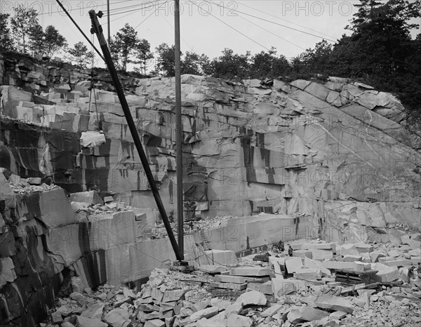 Quarrying, a New England granite quarry, c1908. Creator: Unknown.