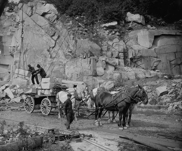 Loading, a New England granite quarry, c1908. Creator: Unknown.