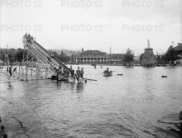 Chester Park, toboggan slide on the lake, Cincinnati, Ohio, c.between 1900 and 1910. Creator: Unknown.