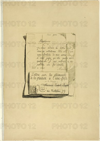 Letter on the Elements of Etching, 1864. Creator: Adolphe Martial Potemont.