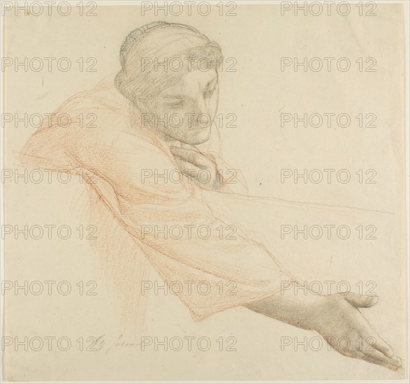 Woman Reaching Over a Wall, study for The Life of Saint Louis, King of France, c. 1878. Creator: Alexandre Cabanel.
