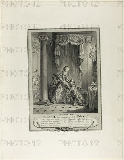 The Event at the Ball, from Monument du Costume Physique et Moral de la fin du Dix-huitième..., 1774 Creator: Antoine Jean Duclos.