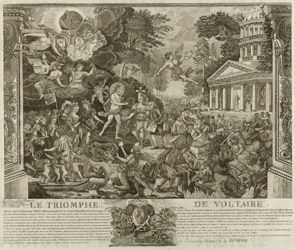 Le Triomphe de Voltaire, 1778/79. Creator: A. Duplessis.