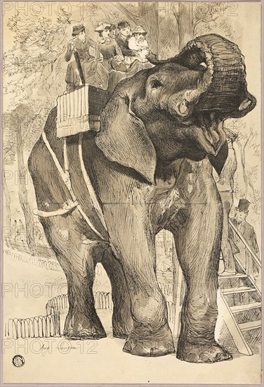 Elephant with Riders, n.d. Creator: Auguste-Andre Lancon.