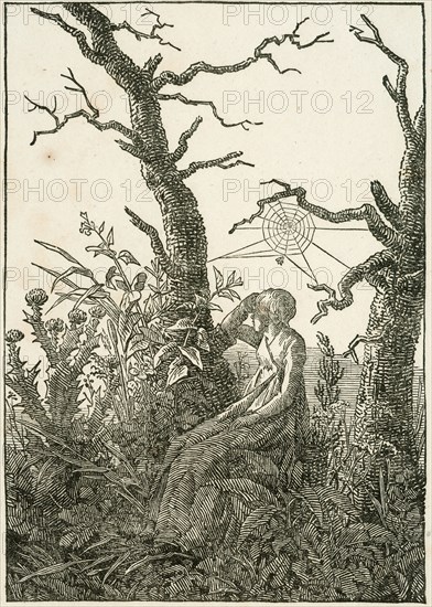 Woman with Spider's Web Between Bare Trees, 1803. Creator: Caspar David Friedrich.