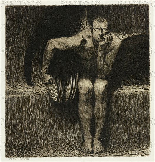 Lucifer, c. 1890. Creator: Franz von Stuck.