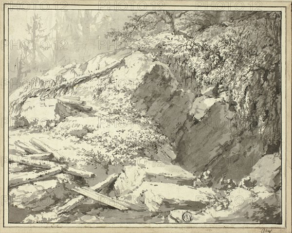 Mountainside with Fallen Tree, n.d. Creator: Friedrich Wilhelm Gmelin.