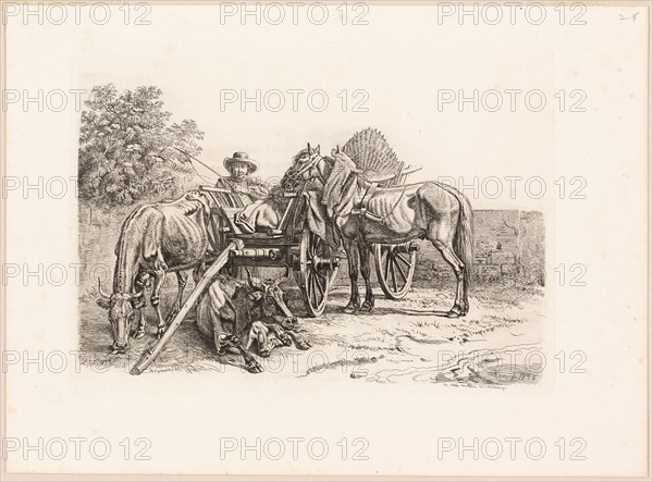 Farmer and His Cart, 1834. Creator: Johann Adam Klein.