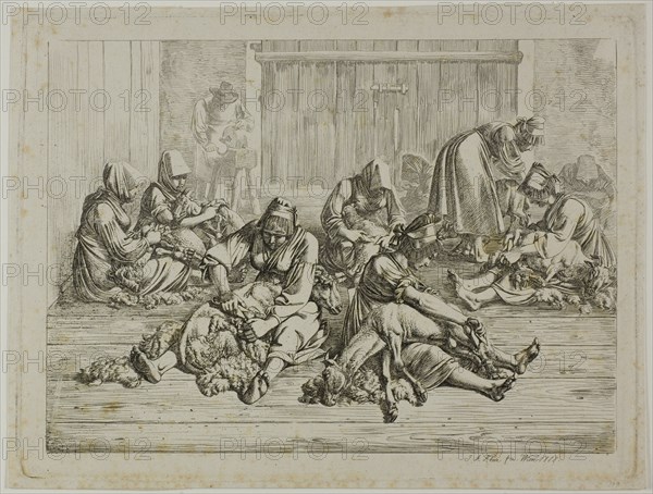 Sheepshearing, 1818. Creator: Johann Adam Klein.