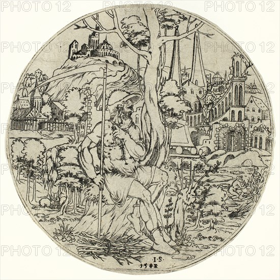 Circular Design with Saturn, 1583. Creator: Jonas Silber.