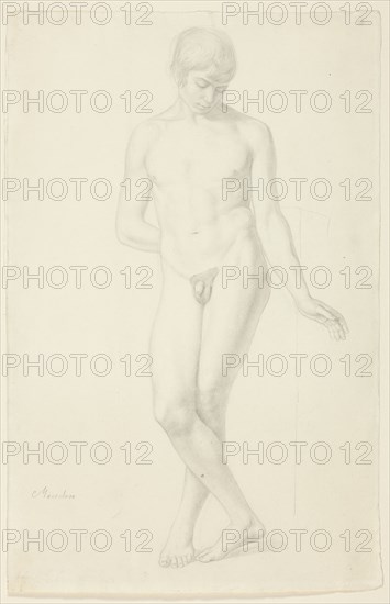 Study of a Standing Nude Youth, 1820. Creator: Julius Schnorr von Carolsfeld.