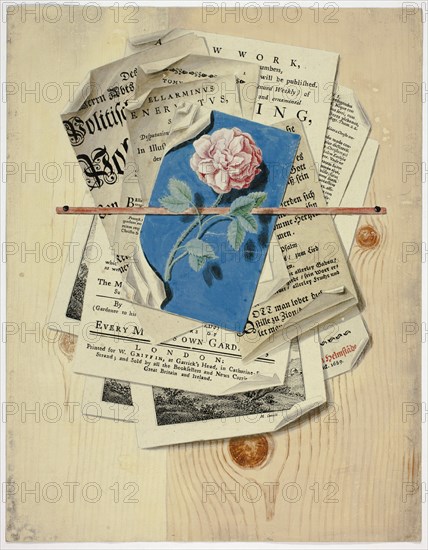 Trompe l'Oeil of Posted Notices and Prints, 1735/1765. Creator: Martin Cerulli.