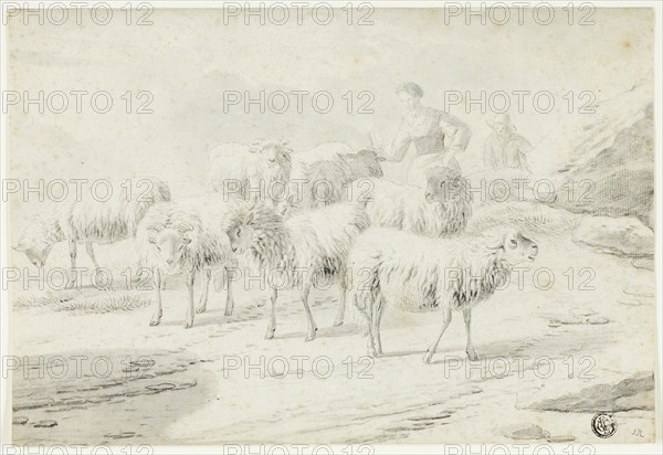Shepherdess and Sheep, n.d. Creator: Philipp Peter Roos.