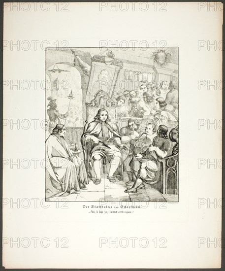 The Governor of Schopfheim, plate eight from Zehn Blätter zu Hebels Alemannischen..., 1820. Creator: Sophie Reinhard.