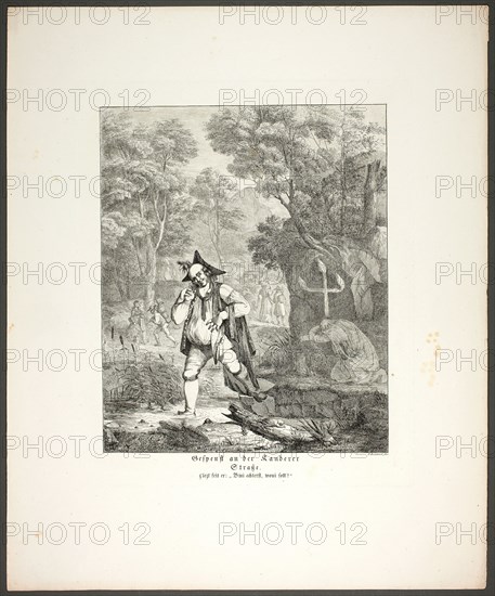 Ghost on the Kandern Road, plate six from Zehn Blätter zu Hebels Alemannischen..., 1820. Creator: Sophie Reinhard.