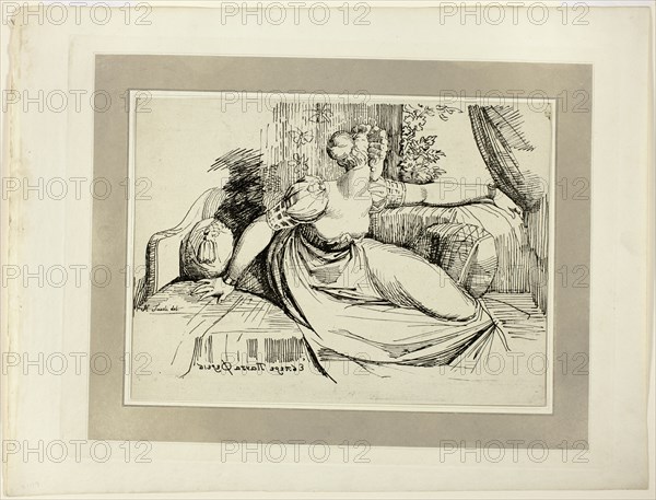 A Woman Sitting by the Window ("Evening Thou Bringest All”), from the first issue...pub 1803. Creator: Henry Fuseli.