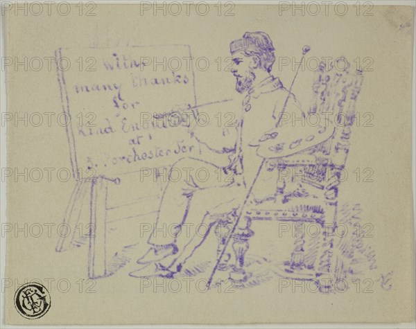 Artist Seated at Easel, n.d. Creator: Nicholas Chevalier.