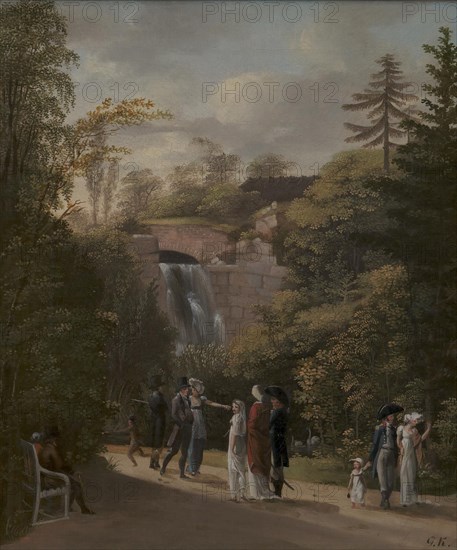 The Cascade in Frederiksberg Garden near Copenhagen, 1808. Creator: Georg Friedrich Kersting.