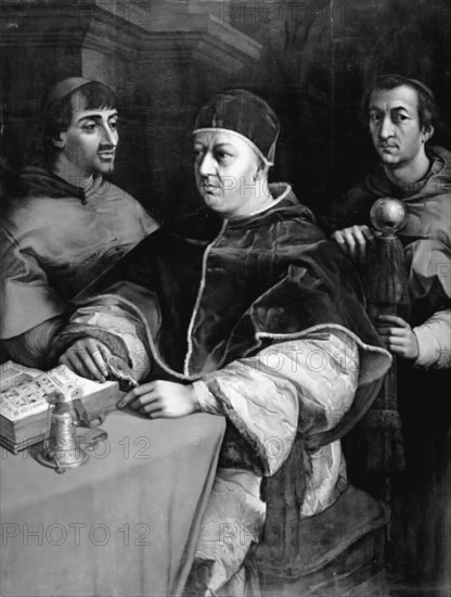 Pope Leo X and Cardinals Ludovico de' Rossi and Giulio de' Medici. Copy after Raphael, 1821. Creator: Christian Albrecht Jensen.