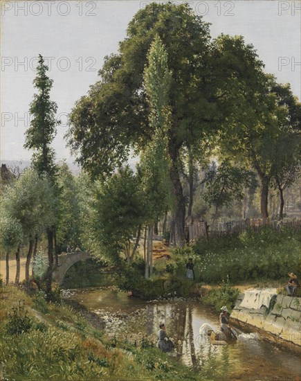 Savoy Landscape. Women Washing Clothes in the River, 1850. Creator: Vilhelm Kyhn.