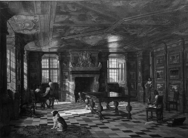 Christian IV's Audience Chamber at Rosenborg Palace, Copenhagen, 1854. Creator: Heinrich Hansen.