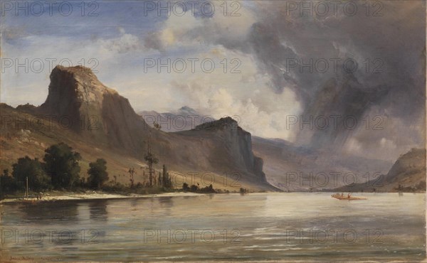 Coastal Landscape with Mountains. A Storm Brewing, 1854. Creator: Anton Melbye.