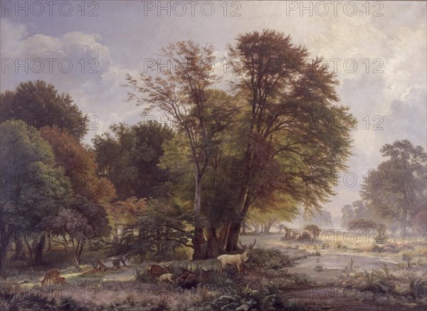 Autumn morning in the Jægersborg deer park, 1866. Creator: Carl Frederik Aagaard.