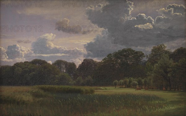 Moving thundershowers over Nyso Have and Fribedet, 1870. Creator: Peter Christian Thamsen Skovgaard.