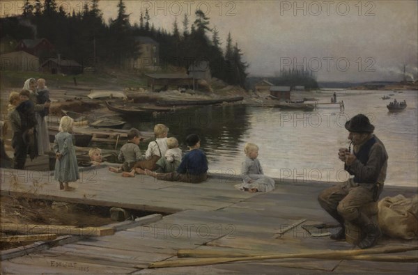 Summer Evening at Hammar's Repair Yard, 1885. Creator: Albert Edelfelt.