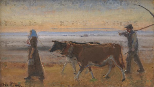 Cows Being Driven across the Moor, 1902. Creator: Michael Peter Ancher.