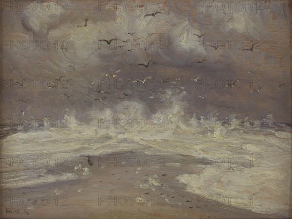 Surf at the North Coast of Jutland;Stormy Weather at Skagen, 1918. Creator: Michael Peter Ancher.