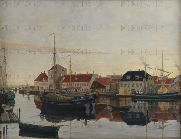 The harbour at Randers, 1906. Creator: Johan Rohde.