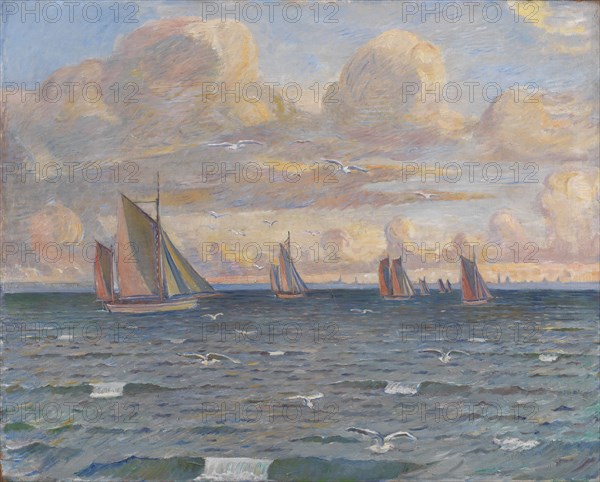 Ships in the Sound, 1910-1917. Creator: Poul S. Christiansen.