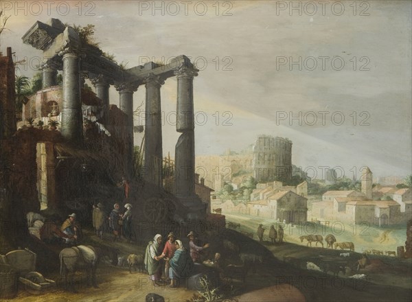 Landscape with a View of Campo Vaccino in Rome, 1609. Creator: Willem van Nieulandt.