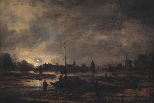 The Moon Rising over a Village, 1618-1677. Creator: Aert van der Neer.