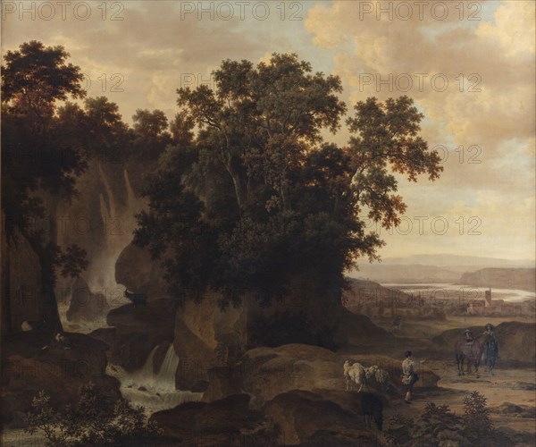 Wood-Clad Rocks with Waterfall, 1630-1669. Creators: Johan le Ducq, Joris van der Haagen.