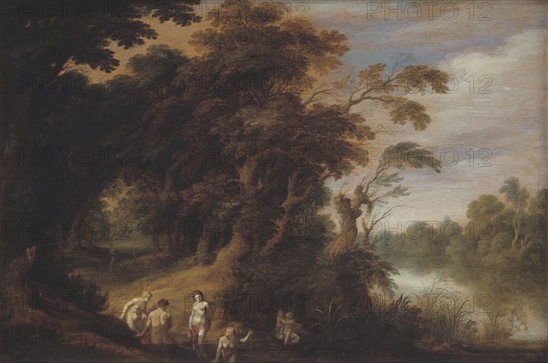 Wooded Landscape with Bathing Nymps, 1633-1636. Creators: Alexander Keirincx, Cornelis van Poelenburch.