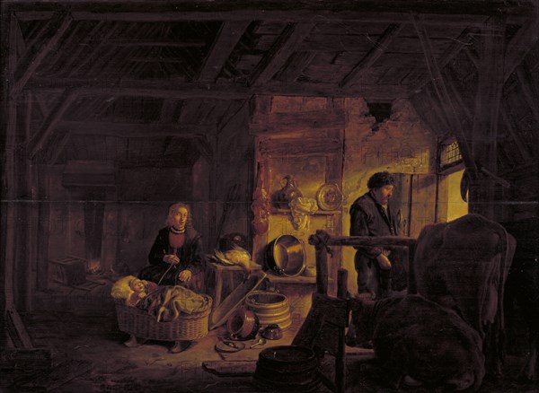 Interior of a Cottage, 1638-1672. Creator: Govert Dircksz. Camphuysen.